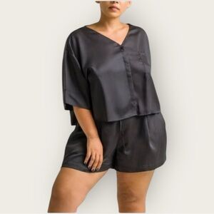 NWT | Ettitude | Signature Sateen Shortie PJ Sleep Shorts | Black | S/M